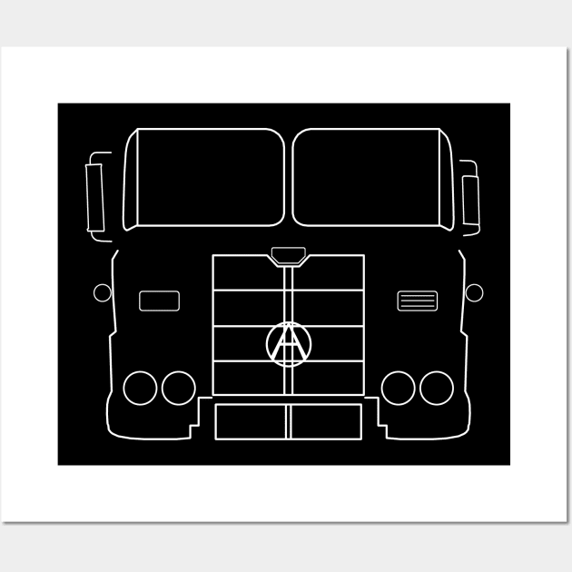 Vintage 1970s Aussie Atkinson prime mover (without bars) white outline graphic Wall Art by soitwouldseem